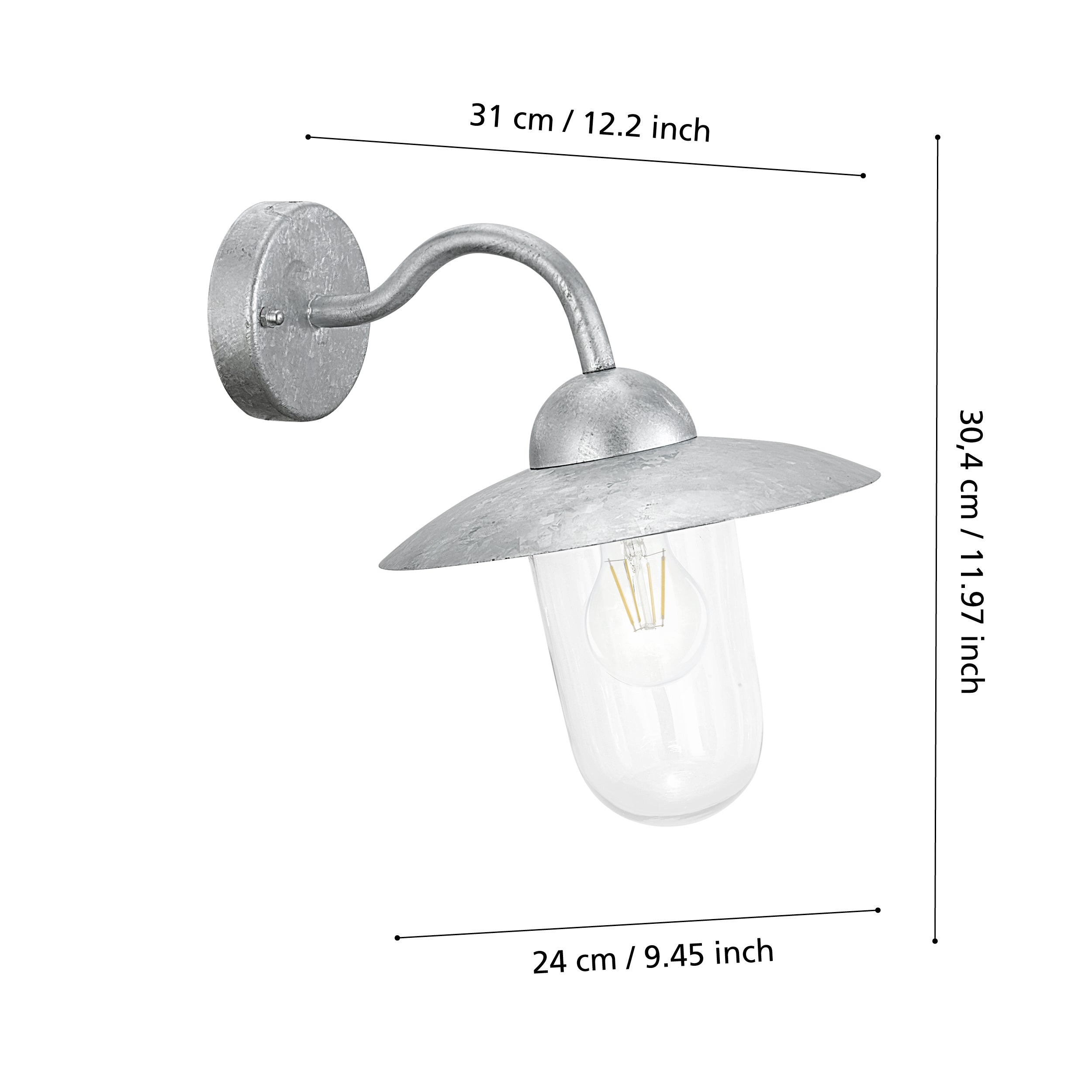 Milton Væglampe H310 - mål - HAGRO