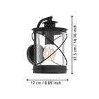 Hilburn Væglampe H280 - mål - HAGRO