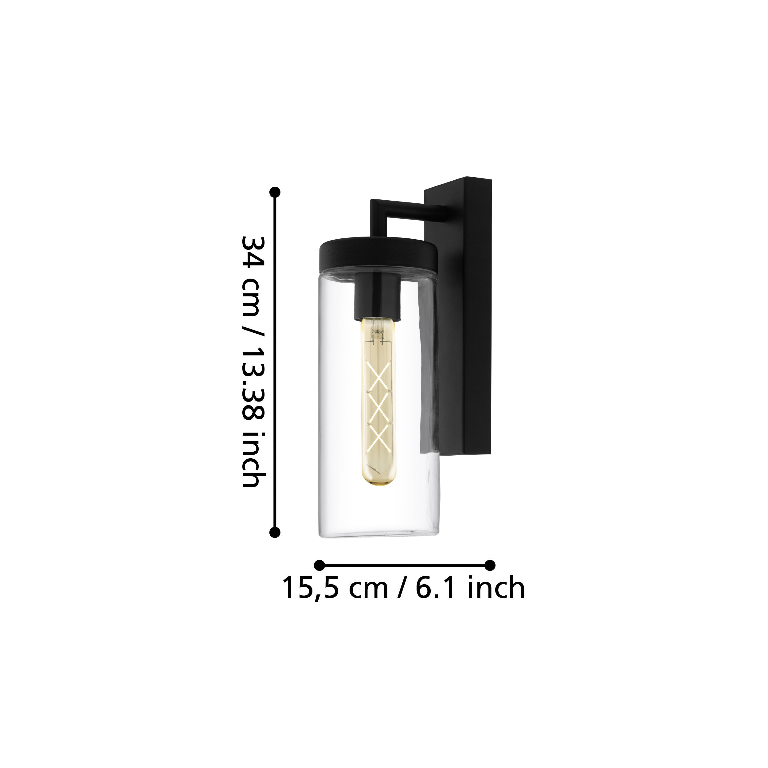 Bovolone Væglampe H340 - mål - HAGRO